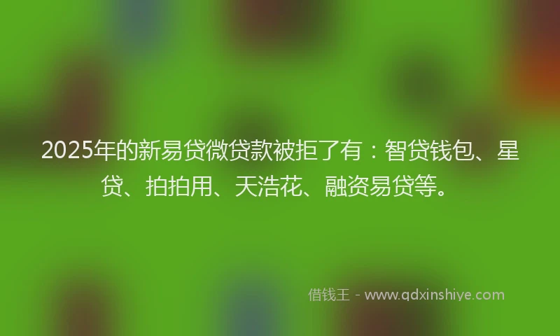 2025年的新易贷微贷款被拒了有：智贷钱包、星贷、拍拍用、天浩花、融资易贷等。