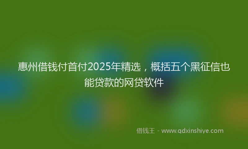 惠州借钱付首付2025年精选，概括五个黑征信也能贷款的网贷软件