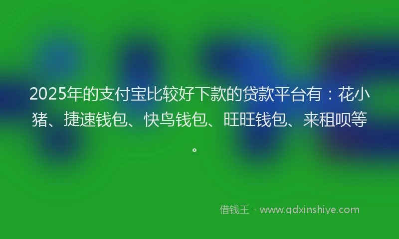 2025年的支付宝比较好下款的贷款平台有：花小猪、捷速钱包、快鸟钱包、旺旺钱包、来租呗等。