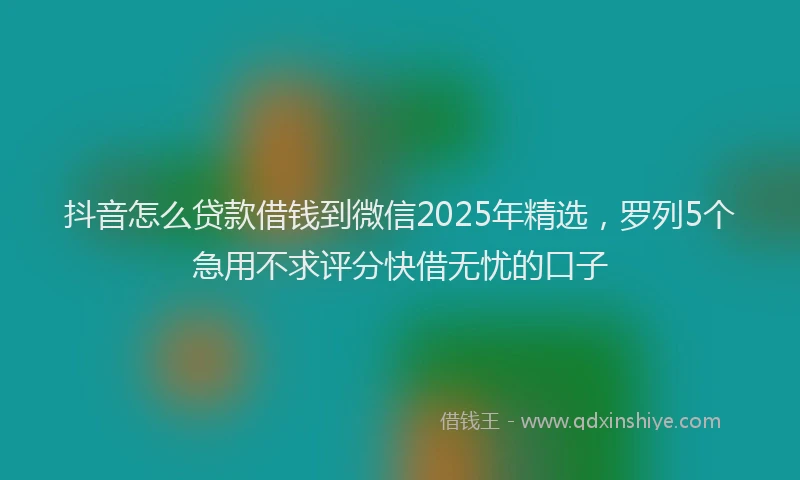 抖音怎么贷款借钱到微信2025年精选，罗列5个急用不求评分快借无忧的口子