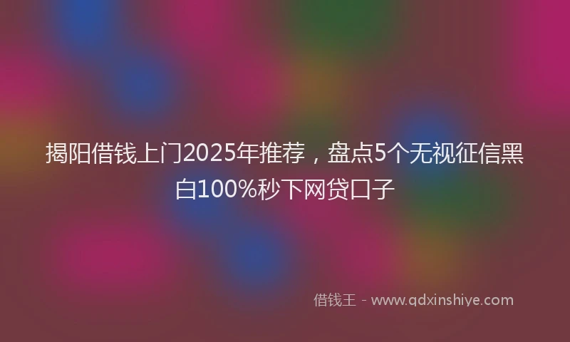 揭阳借钱上门2025年推荐，盘点5个无视征信黑白100%秒下网贷口子