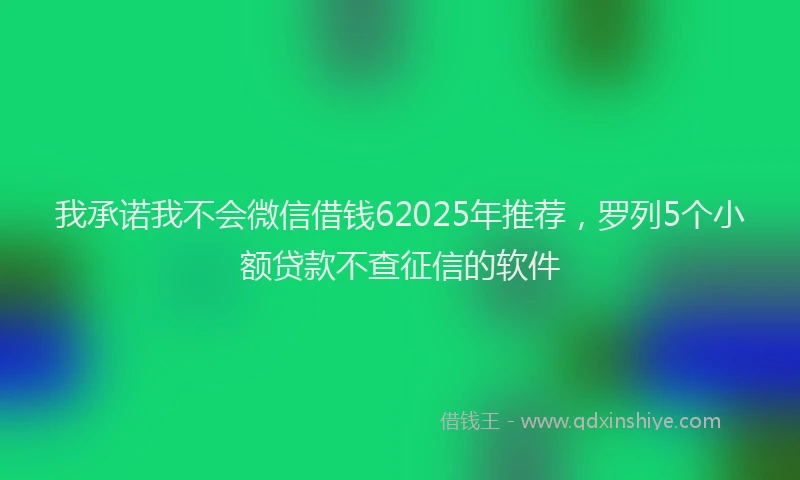 我承诺我不会微信借钱62025年推荐，罗列5个小额贷款不查征信的软件