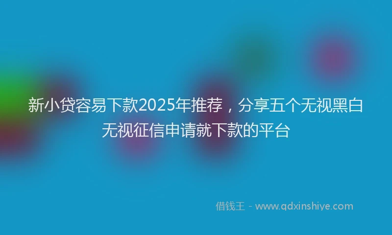 新小贷容易下款2025年推荐，分享五个无视黑白无视征信申请就下款的平台