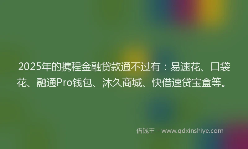 2025年的携程金融贷款通不过有：易速花、口袋花、融通Pro钱包、沐久商城、快借速贷宝盒等。