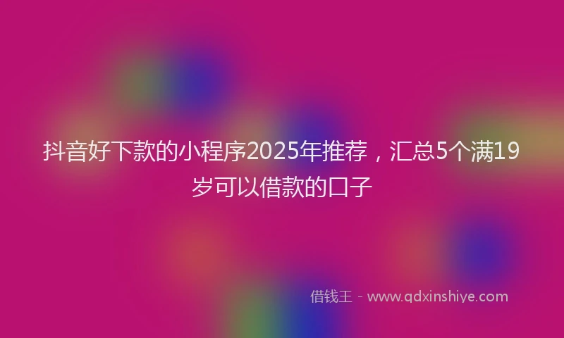 抖音好下款的小程序2025年推荐，汇总5个满19岁可以借款的口子