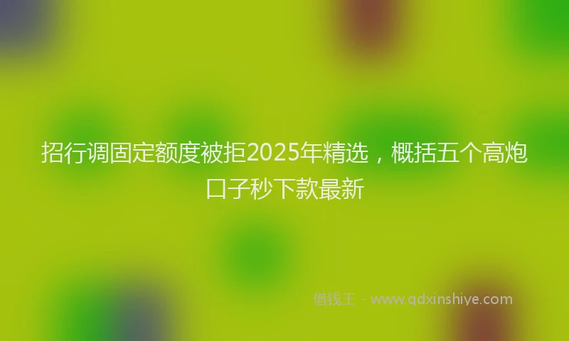招行调固定额度被拒2025年精选，概括五个高炮口子秒下款最新