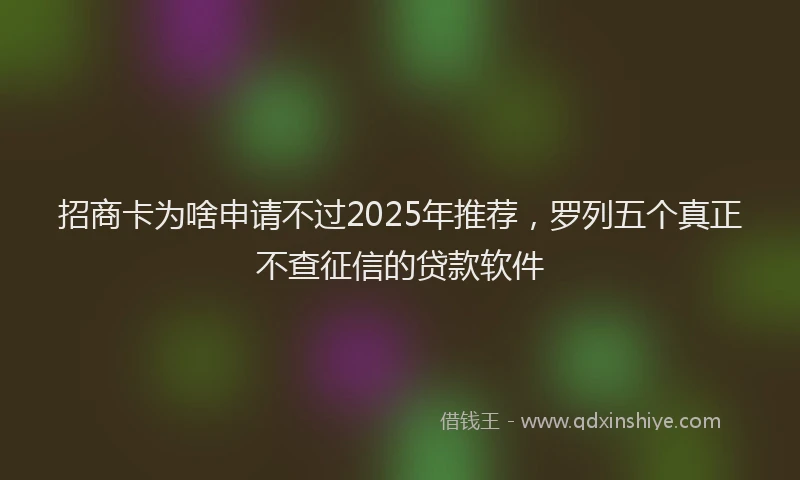招商卡为啥申请不过2025年推荐，罗列五个真正不查征信的贷款软件