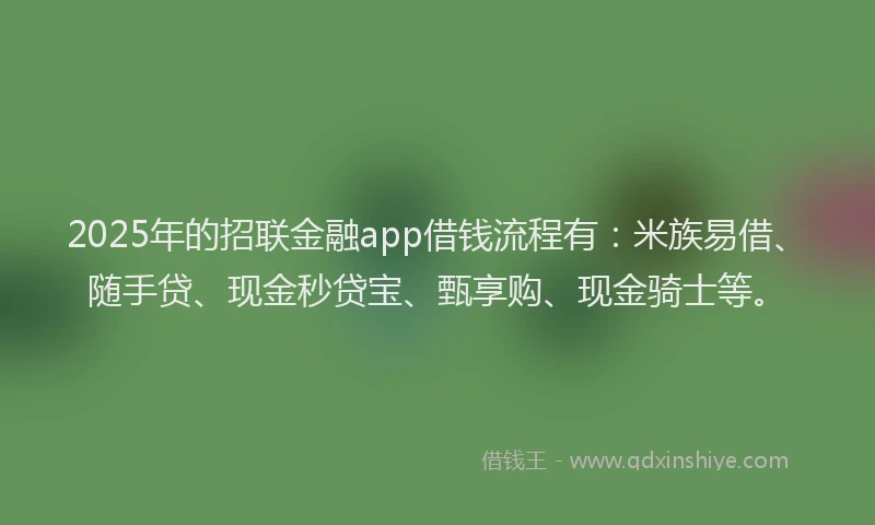 2025年的招联金融app借钱流程有：米族易借、随手贷、现金秒贷宝、甄享购、现金骑士等。