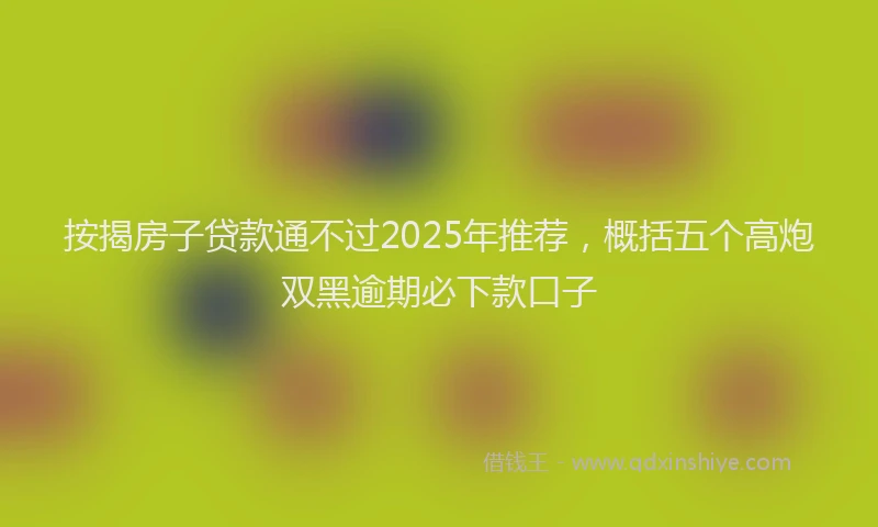 按揭房子贷款通不过2025年推荐，概括五个高炮双黑逾期必下款口子