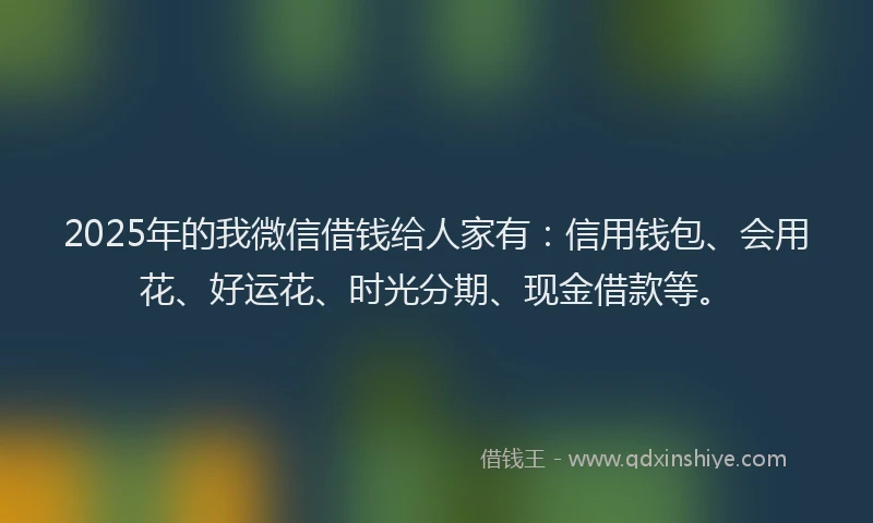 2025年的我微信借钱给人家有：信用钱包、会用花、好运花、时光分期、现金借款等。