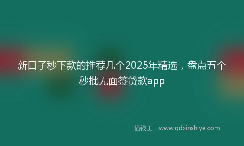 新口子秒下款的推荐几个2025年精选，盘点五个秒批无面签贷款app