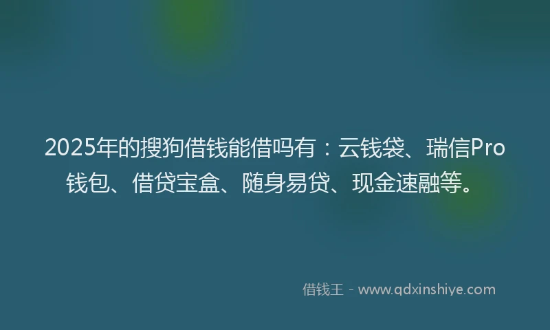 2025年的搜狗借钱能借吗有：云钱袋、瑞信Pro钱包、借贷宝盒、随身易贷、现金速融等。
