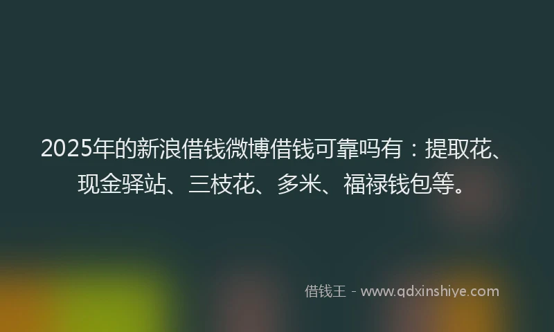 2025年的新浪借钱微博借钱可靠吗有：提取花、现金驿站、三枝花、多米、福禄钱包等。
