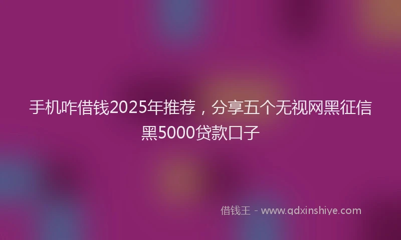 手机咋借钱2025年推荐，分享五个无视网黑征信黑5000贷款口子
