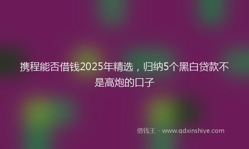 携程能否借钱2025年精选，归纳5个黑白贷款不是高炮的口子