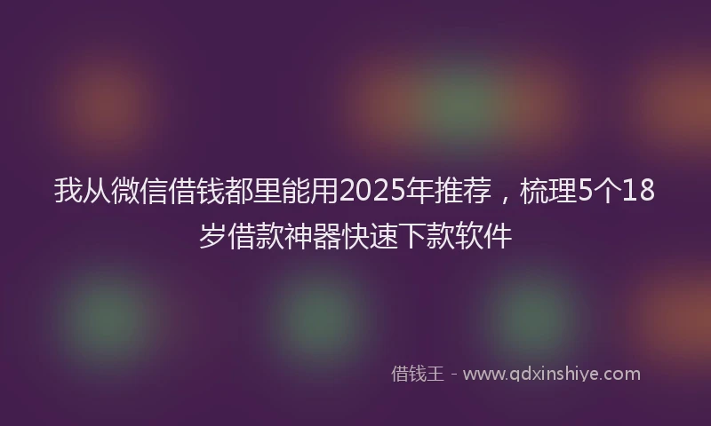 我从微信借钱都里能用2025年推荐，梳理5个18岁借款神器快速下款软件