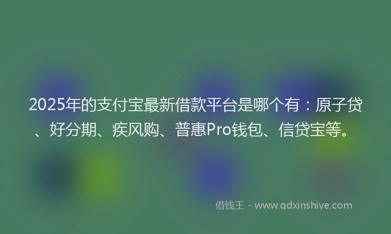 2025年的支付宝最新借款平台是哪个有：原子贷、好分期、疾风购、普惠Pro钱包、信贷宝等。