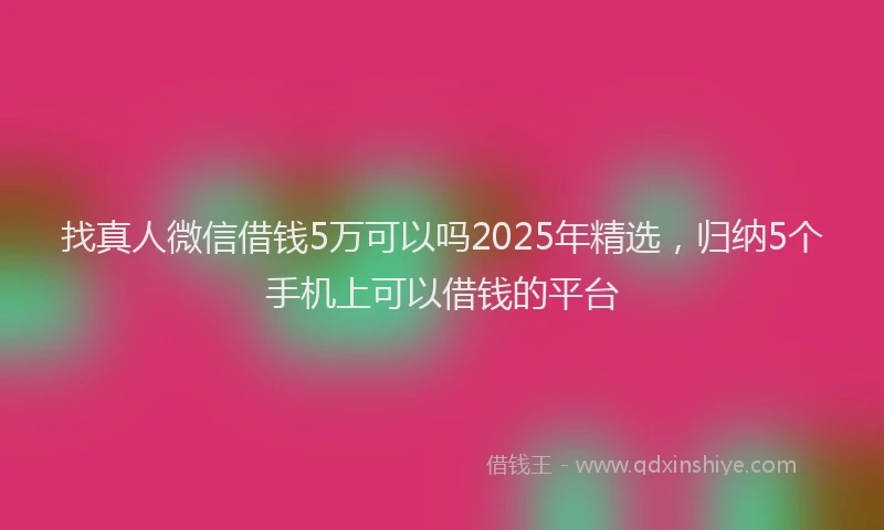 找真人微信借钱5万可以吗2025年精选，归纳5个手机上可以借钱的平台