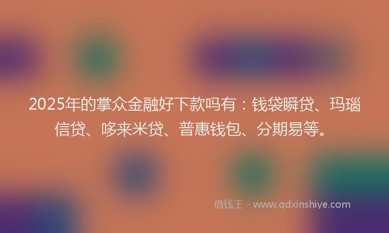 2025年的掌众金融好下款吗有：钱袋瞬贷、玛瑙信贷、哆来米贷、普惠钱包、分期易等。