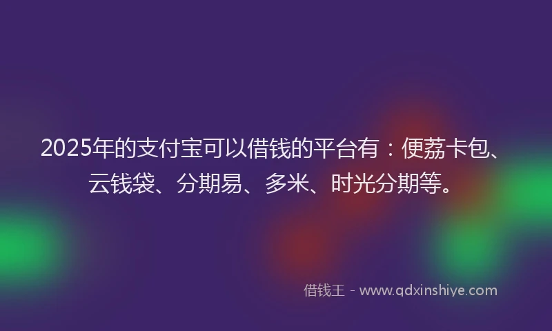 2025年的支付宝可以借钱的平台有：便荔卡包、云钱袋、分期易、多米、时光分期等。