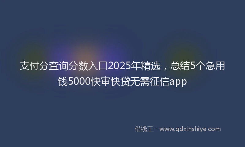 支付分查询分数入口2025年精选，总结5个急用钱5000快审快贷无需征信app
