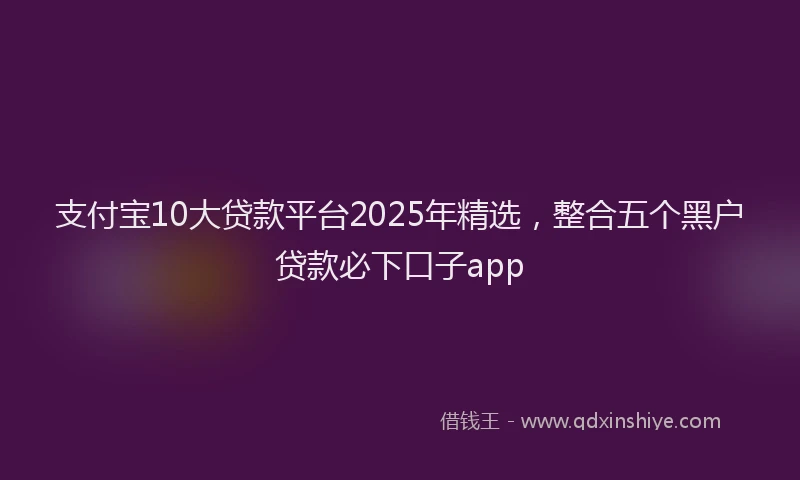 支付宝10大贷款平台2025年精选，整合五个黑户贷款必下口子app