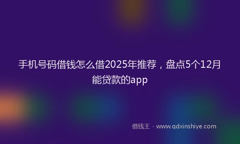 手机号码借钱怎么借2025年推荐，盘点5个12月能贷款的app