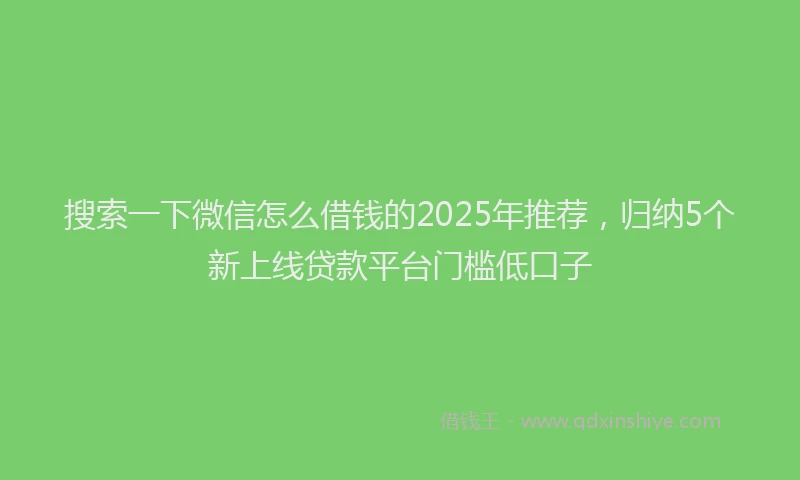 搜索一下微信怎么借钱的2025年推荐，归纳5个新上线贷款平台门槛低口子