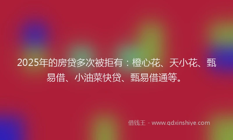 2025年的房贷多次被拒有：橙心花、天小花、甄易借、小油菜快贷、甄易借通等。