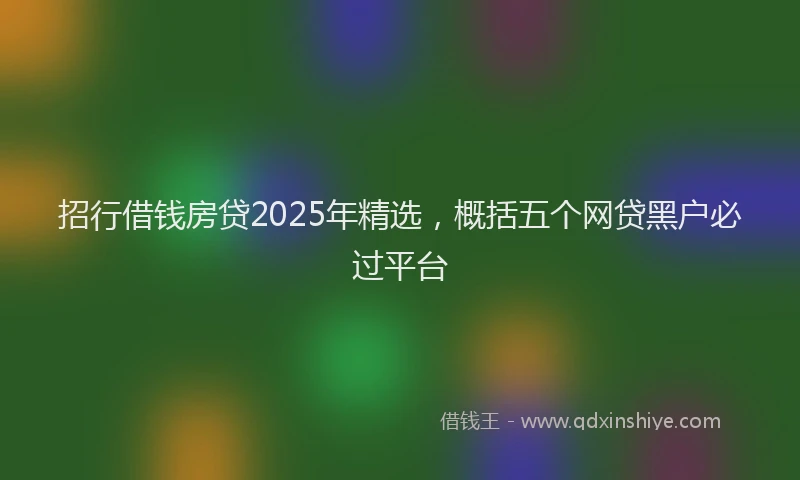 招行借钱房贷2025年精选，概括五个网贷黑户必过平台