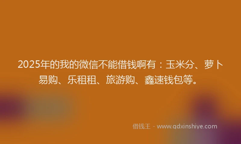 2025年的我的微信不能借钱啊有：玉米分、萝卜易购、乐租租、旅游购、鑫速钱包等。