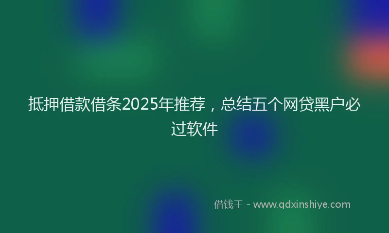 抵押借款借条2025年推荐，总结五个网贷黑户必过软件