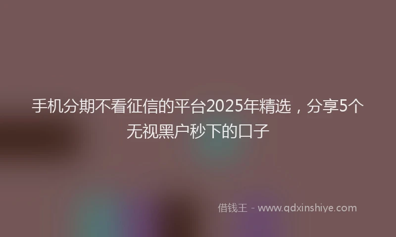 手机分期不看征信的平台2025年精选，分享5个无视黑户秒下的口子