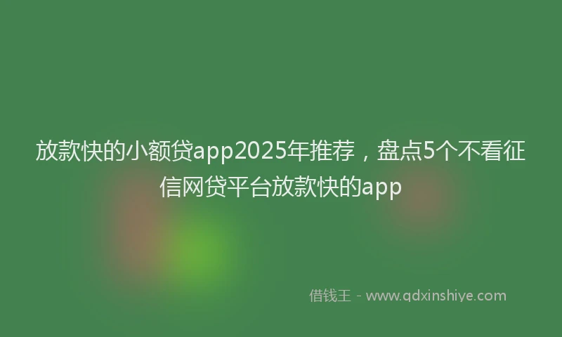 放款快的小额贷app2025年推荐，盘点5个不看征信网贷平台放款快的app