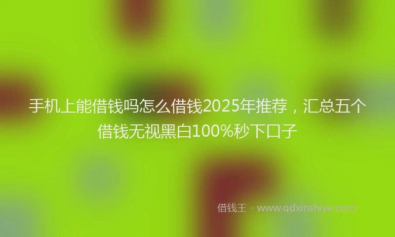 手机上能借钱吗怎么借钱2025年推荐，汇总五个借钱无视黑白100%秒下口子