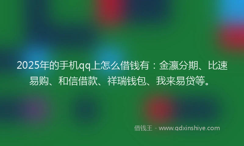 2025年的手机qq上怎么借钱有：金瀛分期、比速易购、和信借款、祥瑞钱包、我来易贷等。
