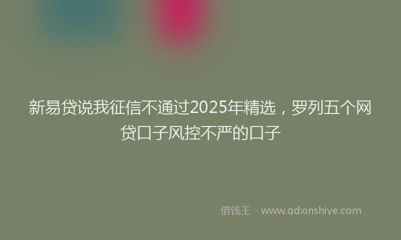 新易贷说我征信不通过2025年精选，罗列五个网贷口子风控不严的口子