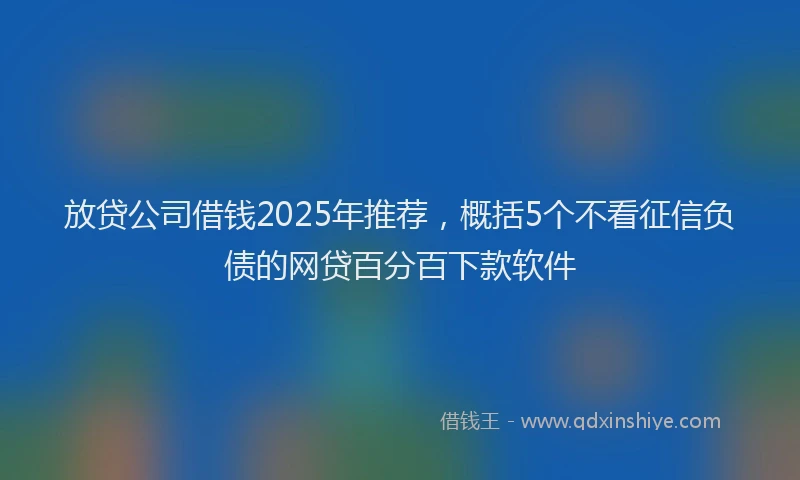 放贷公司借钱2025年推荐，概括5个不看征信负债的网贷百分百下款软件