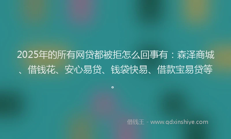 2025年的所有网贷都被拒怎么回事有：森泽商城、借钱花、安心易贷、钱袋快易、借款宝易贷等。