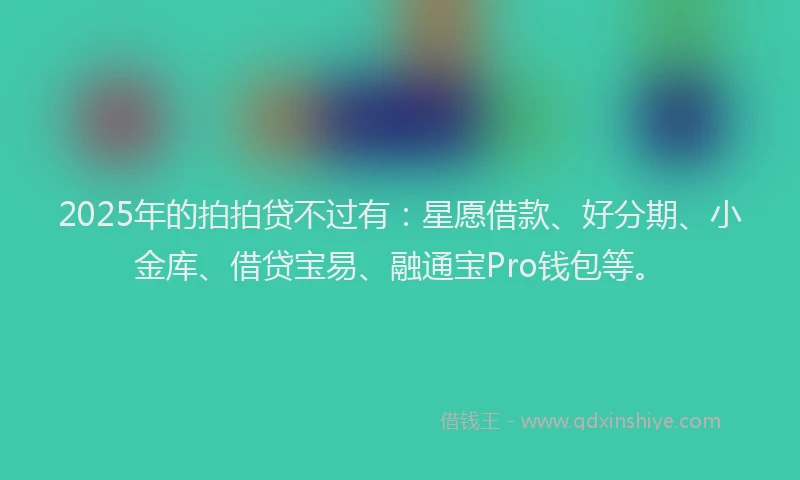 2025年的拍拍贷不过有：星愿借款、好分期、小金库、借贷宝易、融通宝Pro钱包等。