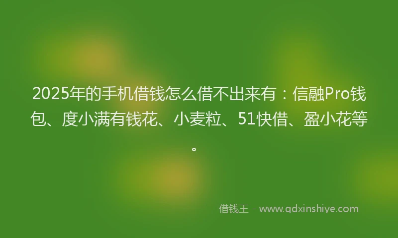 2025年的手机借钱怎么借不出来有：信融Pro钱包、度小满有钱花、小麦粒、51快借、盈小花等。