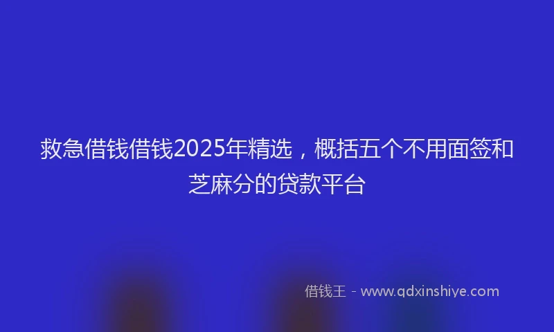 救急借钱借钱2025年精选，概括五个不用面签和芝麻分的贷款平台