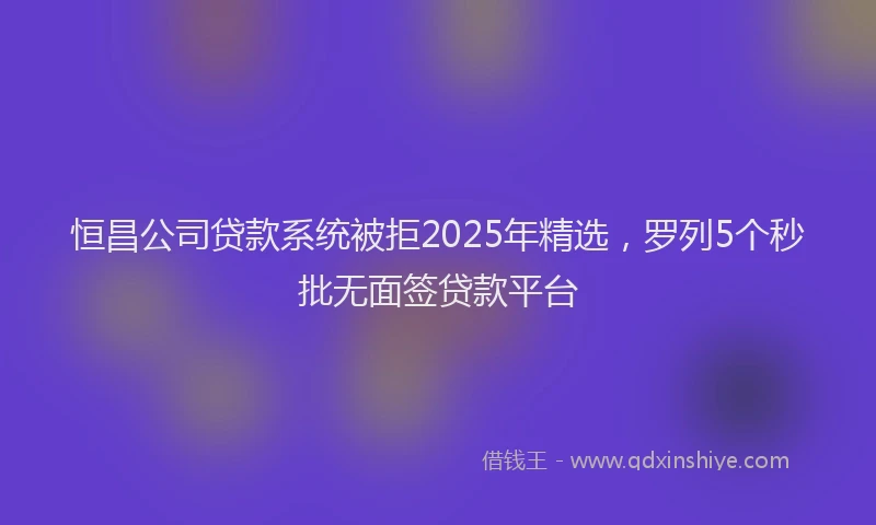 恒昌公司贷款系统被拒2025年精选，罗列5个秒批无面签贷款平台