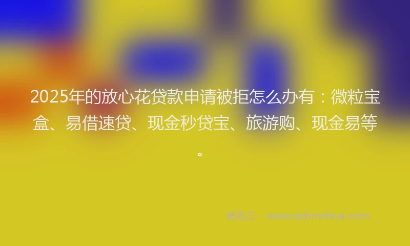 2025年的放心花贷款申请被拒怎么办有：微粒宝盒、易借速贷、现金秒贷宝、旅游购、现金易等。
