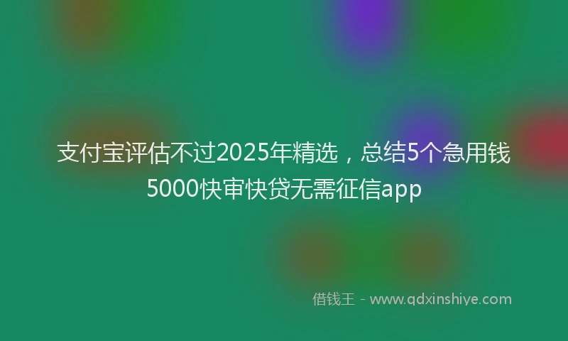 支付宝评估不过2025年精选，总结5个急用钱5000快审快贷无需征信app
