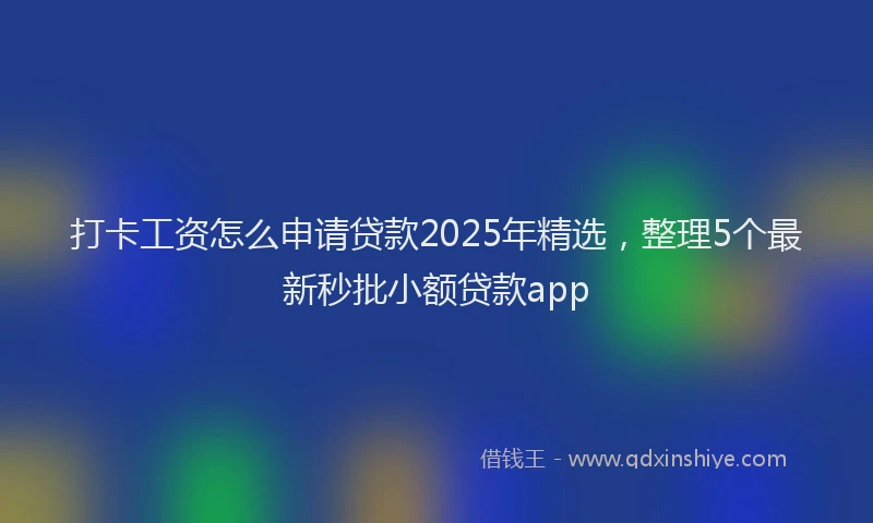 打卡工资怎么申请贷款2025年精选，整理5个最新秒批小额贷款app