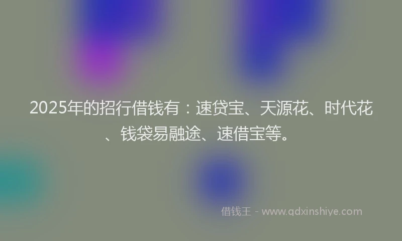 2025年的招行借钱有：速贷宝、天源花、时代花、钱袋易融途、速借宝等。