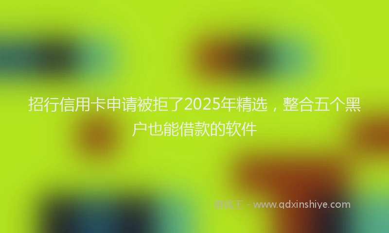 招行信用卡申请被拒了2025年精选，整合五个黑户也能借款的软件