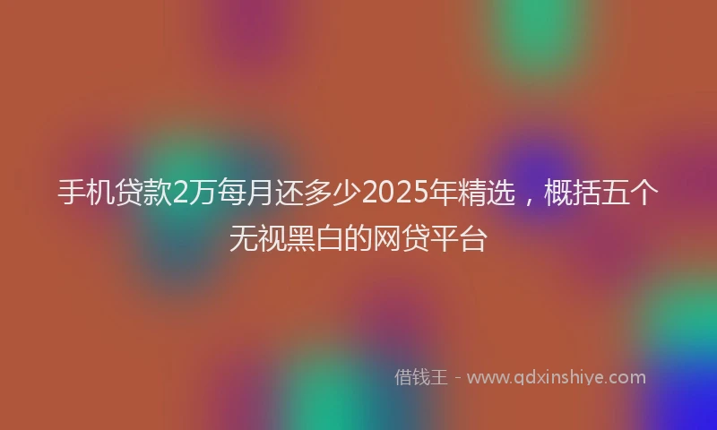 手机贷款2万每月还多少2025年精选，概括五个无视黑白的网贷平台