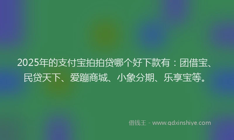 2025年的支付宝拍拍贷哪个好下款有：团借宝、民贷天下、爱蹦商城、小象分期、乐享宝等。